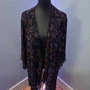 Hot Topic Black Kimono with Pink and Purple Accents Plus Size